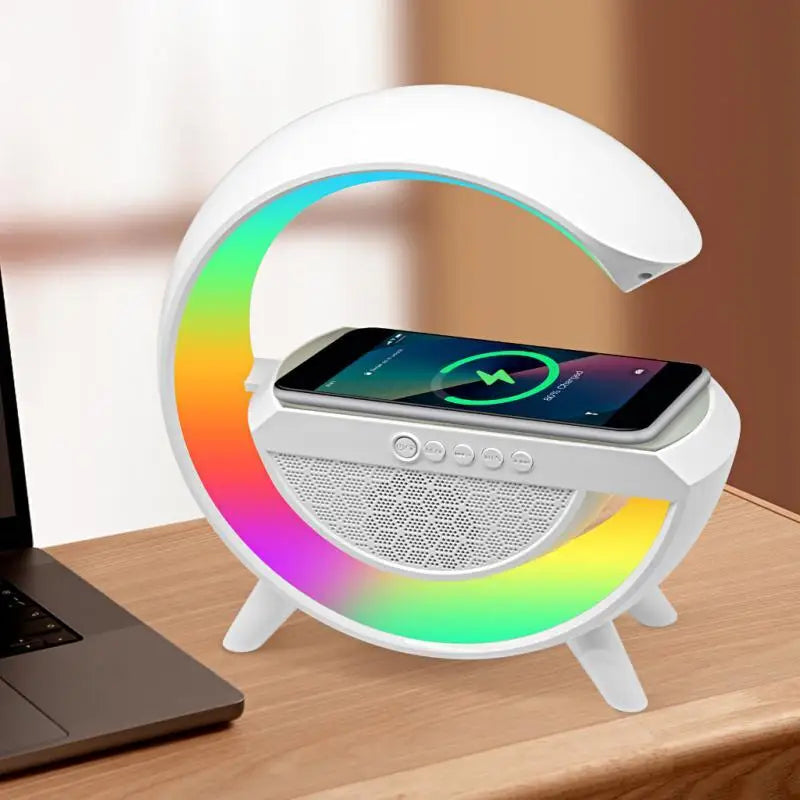 Caixa de Som G-Speaker com Carregador Sem Fio Bluetooth e Lâmpada RGB